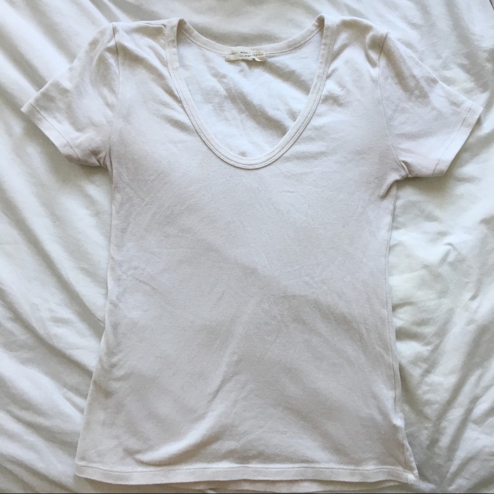 Ivory Stretchy Short Sleeve Boatneck Tee